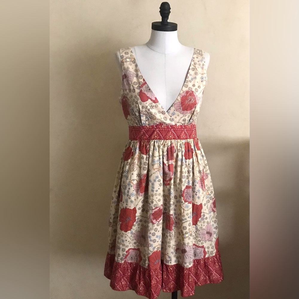 American Rag Floral Cotton Dress in Red and Cream
